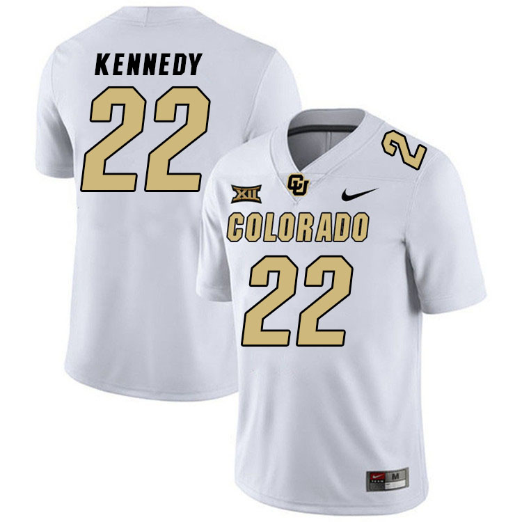 Colorado Buffaloes #22 Demouy Kennedy Big 12 Conference College Football Jerseys Stitched Sale-White